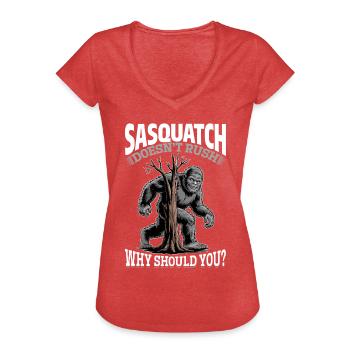 Bigfoot Sasquatch - T-shirt vintage Femme - rouge chiné - Devant - Danielle (179cm)