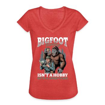 Bigfoot Sasquatch - T-shirt vintage Femme - rouge chiné - Devant - Danielle (179cm)