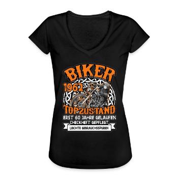 Biker Topzustand 60 Jahre gelaufen 60. Geburtstag - Frauen Vintage T-Shirt - Schwarz - Vorne - Danielle (179cm)