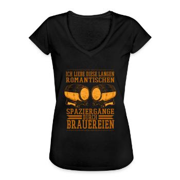 Romantische Spaziergänge in die Brauerei Bier - Frauen Vintage T-Shirt - Schwarz - Vorne - Danielle (179cm)