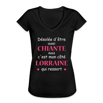 Chiante C'est mon côté LORRAINE - T-shirt vintage Femme - noir - Devant - Danielle (179cm)