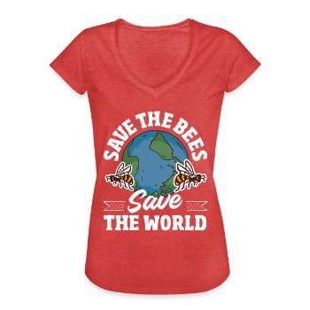 Beekeeper Heartbeat Honeycomb Love Pollination - Women's Vintage T-Shirt - heather red - Front - Danielle (179cm)