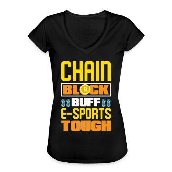 Blockchain, E-sports Tough Blockchain Crypto - Women's Vintage T-Shirt - black - Front - Danielle (179cm)