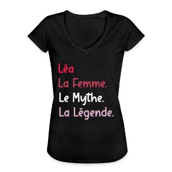 léa - T-shirt vintage Femme - noir - Devant - Danielle (179cm)