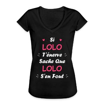 lolo - T-shirt vintage Femme - noir - Devant - Danielle (179cm)