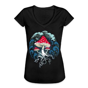 Fliegenpilz Fliegenpilze - Frauen Vintage T-Shirt - Schwarz - Vorne - Danielle (179cm)