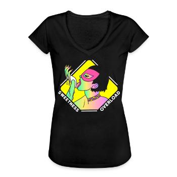 EROTIC SEXY GIRL SWEETNESS OVERLOAD - Frauen Vintage T-Shirt - Schwarz - Vorne - Danielle (179cm)