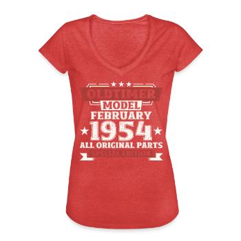 70. Geburtstag Oldtimer Februar Jahrgang 1954 - Frauen Vintage T-Shirt - Rot meliert - Vorne - Danielle (179cm)