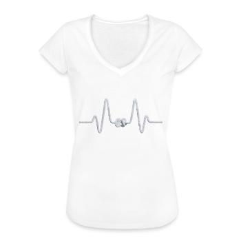 Herzschlag Knotenmuster Maritim - Frauen Vintage T-Shirt - Schwarz - Vorne - Danielle (179cm)