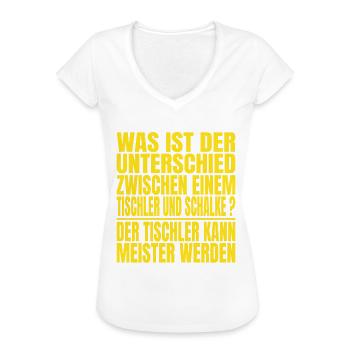 Unterschied zwischen einem Tischler und Schalke - Frauen Vintage T-Shirt - Schwarz - Vorne - Danielle (179cm)
