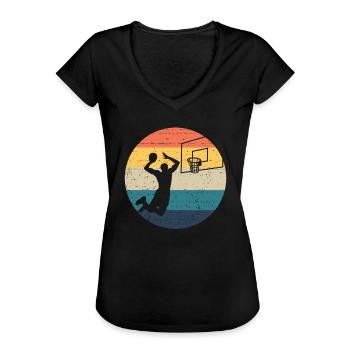 Dunk -Basketballspieler Slam Dunk Retro Basketball - Frauen Vintage T-Shirt - Schwarz - Vorne - Danielle (179cm)