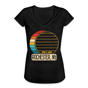 Total Solar Eclipse New York Rochester Eclipse - Frauen Vintage T-Shirt - Schwarz - Vorne - Danielle (179cm)