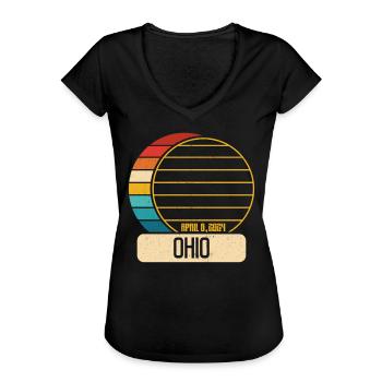 Éclipse solaire totale Ohio 28 avril 2024 Éclipse solaire - T-shirt vintage Femme - noir - Devant - Danielle (179cm)