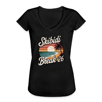 Skibidi-Pause '26 Skibidi-Toiletten-Frühjahrsferie - Frauen Vintage T-Shirt - Schwarz - Vorne - Danielle (179cm)