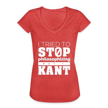 Philosophie Kant Shirt - Frauen Vintage T-Shirt - Rot meliert - Vorne - Danielle (179cm)