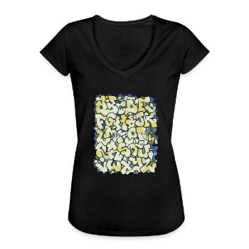 Alphabet Graffiti ABC - Frauen Vintage T-Shirt - Schwarz - Vorne - Danielle (179cm)