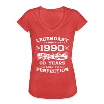 Jahrgang 1990 33. Geburtstag Geschenk Mann/ Frau - Frauen Vintage T-Shirt - Rot meliert - Vorne - Danielle (179cm)