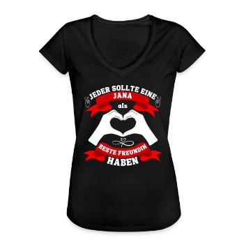 Beste Freundin Jana - Frauen Vintage T-Shirt - Schwarz - Vorne - Danielle (179cm)