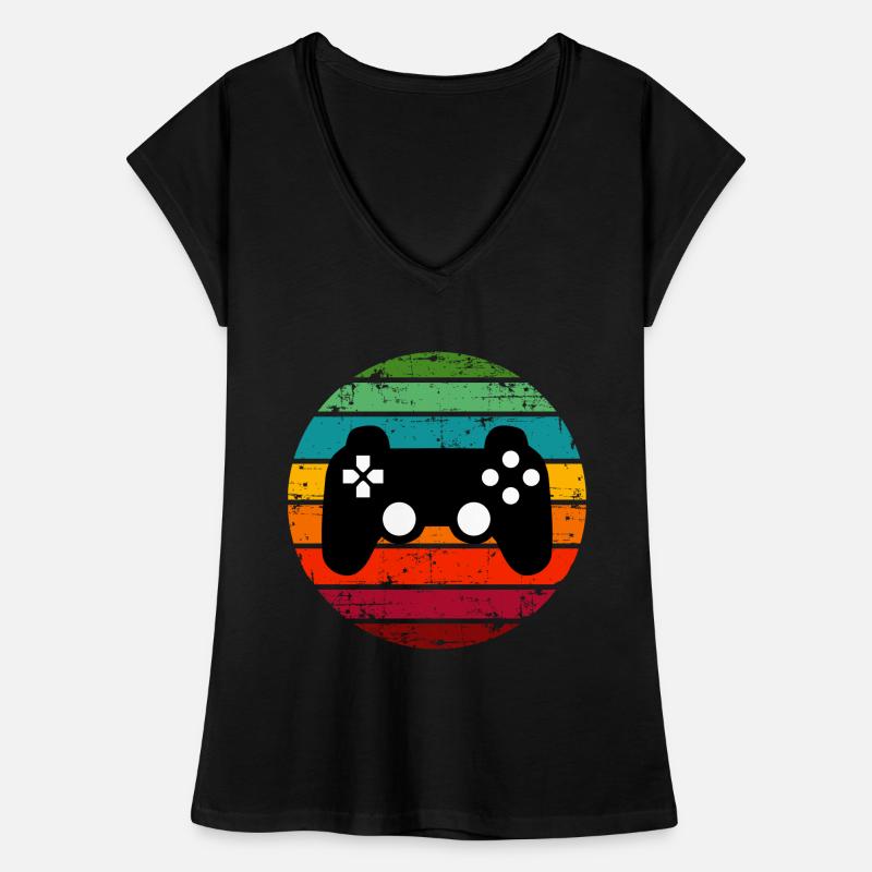 Gaming Controller Retro Sunset Gamer Frauen Vintage T-Shirt