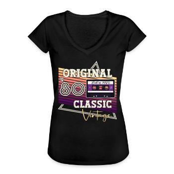 1980 Vintage Vintage Retro verjaardagscadeau - Vrouwen Vintage T-shirt - zwart - Voor - Danielle (179cm)