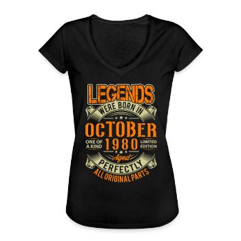 1980 Oktober Geburtstag Legende - Frauen Vintage T-Shirt - Schwarz - Vorne