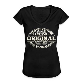 Cadeau original du 48e anniversaire de décembre 1974 - T-shirt vintage Femme - noir - Devant