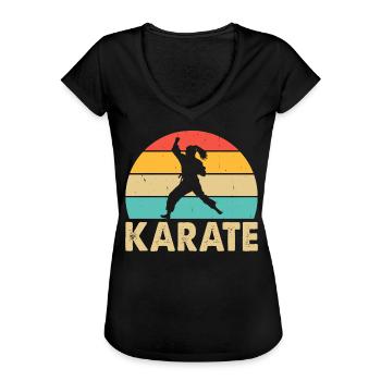 Karate - Frauen Vintage T-Shirt - Schwarz - Vorne - Danielle (179cm)