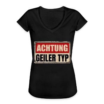 GEILER TYP - Frauen Vintage T-Shirt - Schwarz - Vorne - Danielle (179cm)