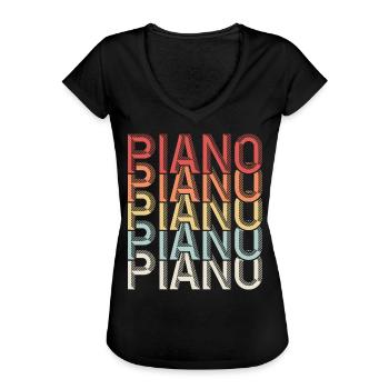 Klavier Klavier Klavier - Frauen Vintage T-Shirt - Schwarz - Vorne