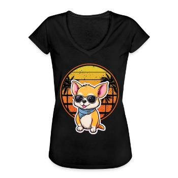 Chiller Chihuahua Côte Est Côte Ouest - T-shirt vintage Femme - noir - Devant - Danielle (179cm)
