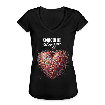 Karneval Konfetti im Herzen Herz Köln Kölle Alaaf - Frauen Vintage T-Shirt - Schwarz - Vorne