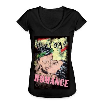 VINTAGE ROMANCE 3 BIS von Yume Origins - Frauen Vintage T-Shirt - Schwarz - Vorne - Danielle (179cm)