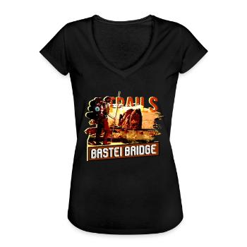 Sachsen Bastei Wanderer Camping - Frauen Vintage T-Shirt - Schwarz - Vorne