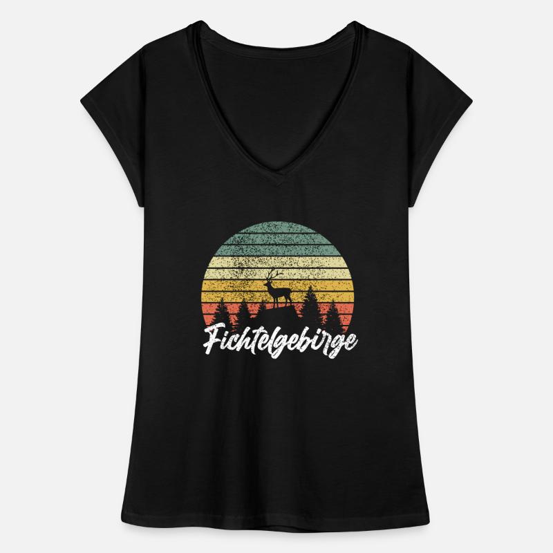 Fichtelgebirge Retro Hirsch Wald Frauen Vintage T-Shirt