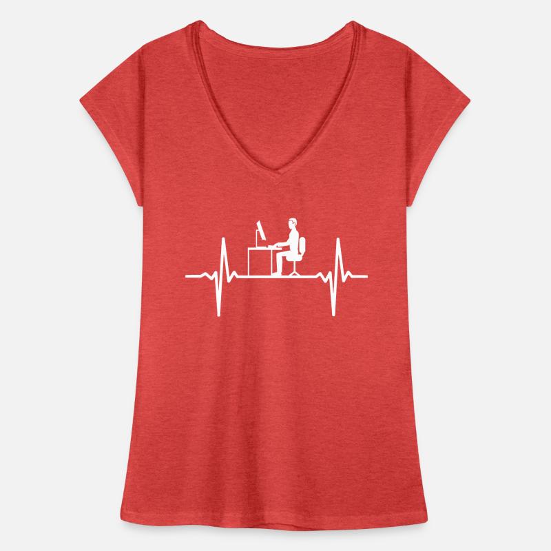 Ordinateur ECG battement cardiaque programmeur PC nerd pouls T-shirt vintage Femme