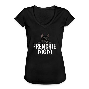 Frenchie Mom Französische Bulldogge - Frauen Vintage T-Shirt - Schwarz - Vorne - Danielle (179cm)