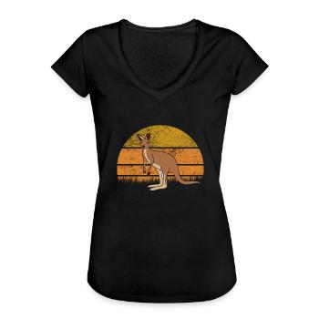 Känguru - Frauen Vintage T-Shirt - Schwarz - Vorne - Danielle (179cm)