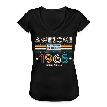 60. Geburtstag Vintage September 1965 Kassette 65 - Frauen Vintage T-Shirt - Schwarz - Vorne - Danielle (179cm)