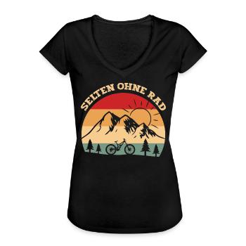 Selten ohne Rad ein lustiger Fahrrad Spruch Fahrra - Frauen Vintage T-Shirt - Schwarz - Vorne