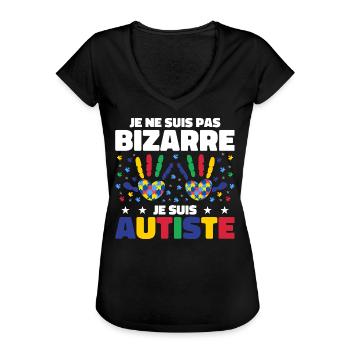 Je ne suis pas bizarre je suis autiste - T-shirt vintage Femme - noir - Devant - Danielle (179cm)