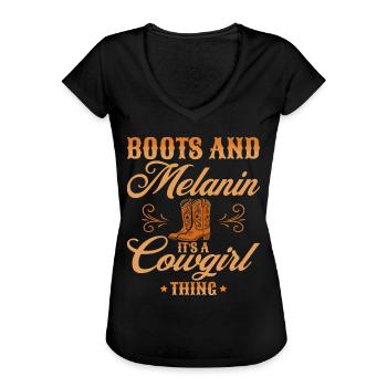 Western Country Afro Femme - T-shirt vintage Femme - noir - Devant - Danielle (179cm)