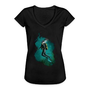 plongée - T-shirt vintage Femme - noir - Devant