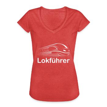 Humorvolle Lokführer Züge Eisenbahner Tfz Sprüche - Frauen Vintage T-Shirt - Rot meliert - Vorne - Danielle (179cm)
