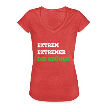 Statement Sprüche Extrem - Extremer - Die Grünen - Frauen Vintage T-Shirt - Rot meliert - Vorne - Danielle (179cm)
