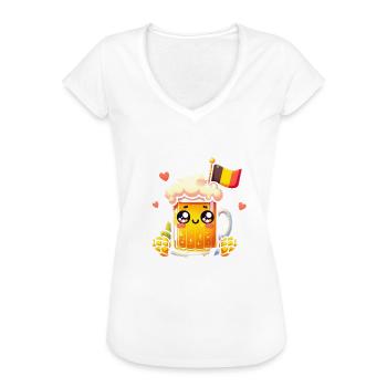 Belgique Paix Amour Et Bière Belge - T-shirt vintage Femme - noir - Devant