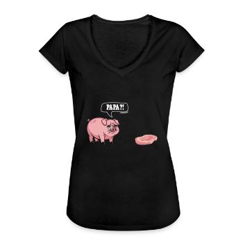 Vegetarier Sarkasmus Papa Schwein Steak Humor - Frauen Vintage T-Shirt - Schwarz - Vorne - Danielle (179cm)