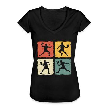 Joueur de tennis de table rétro - T-shirt vintage Femme - noir - Devant - Danielle (179cm)