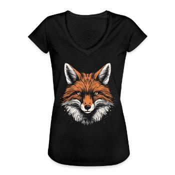 Fox Head Forest Nature animale - T-shirt vintage Femme - noir - Devant - Danielle (179cm)