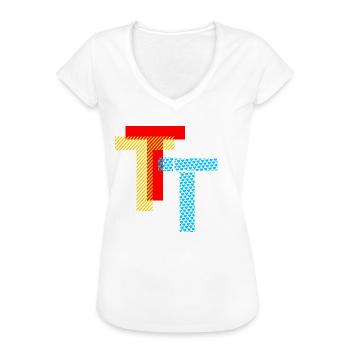 T Initial - Frauen Vintage T-Shirt - Schwarz - Vorne - Danielle (179cm)