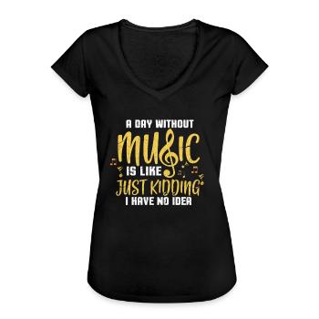 Muziek Opmerking Instrument Muzikant Muzieknoten Cadeau - Vrouwen Vintage T-shirt - zwart - Voor
